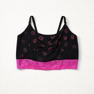 Torrid Black and Pink Lace Trim Bra